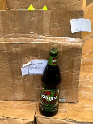 a bottle of beer sitting on top of a box