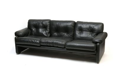 an image of a black leather couch on a white background