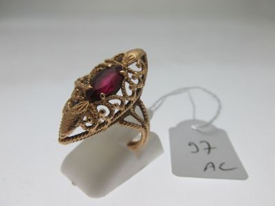 bague de forme "marquise" monture or rose 750°/°° filigran… - Photo 1