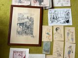 il y a beaucoup de dessins sur le mur de cette pièce