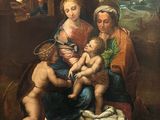 an image of a painting of a woman holding a baby and a man holding a child