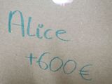 a sign that says alice h6000e on the side of a cardboard box