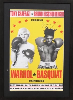 framed photograph of a poster for a boxing match with two boxers