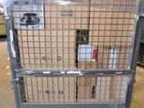 a large metal cart with boxes on it in a warehouse