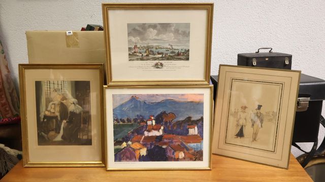 Lot de 4 cadres décoratifs estampes et reproductions