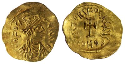 une pièce d'or portant l'image d'un homme