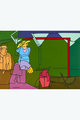 une image représentant un dessin humoristique d'un homme et d'une femme assis sur un banc