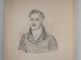 drawing of a man with a mustache in a jacket