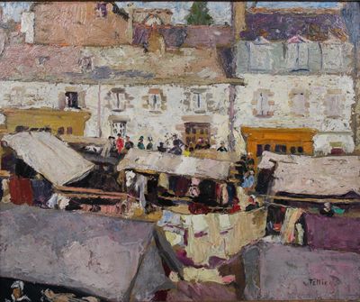 an image of a painting of a city with a lot of people in it