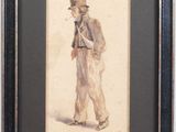 painting of a man in a top hat with a cane