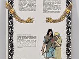 an image of a book with a picture of a woman and a man holding a sword