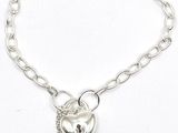 bracelet à breloques en forme de cœur en argent, avec chaîne et clé