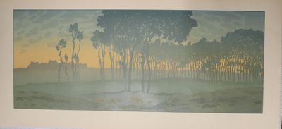 une image d'une photo d'un tableau représentant des arbres dans une forêt