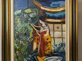 une peinture à l'huile représentant une femme en kimono kimono kimono kimono kimono kim