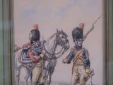 tableau représentant deux soldats à cheval, avec un cheval au premier plan