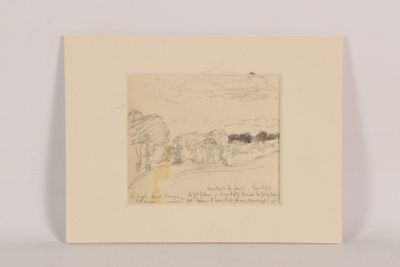 an image of a drawing of a landscape with trees and a road