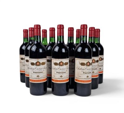 six bottles of red wine lined up in a row