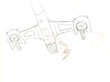 drawing of a small airplane with a propeller and a propeller on it ' s side