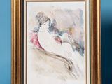 an image of a painting of a woman sitting on a couch