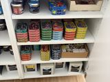 a pantry with a lot of food items on the shelves