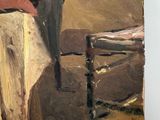 a painting of a woman sitting at a table