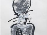 l'image d'un dessin représentant une femme assise sur une chaise