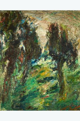 an image of a painting of three trees in a field