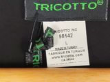 the label on the back of a black suitcase with a green logo