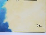 a picture of a painting of a bird flying in the sky
