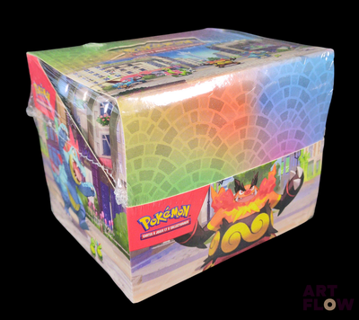 une boîte de cartes à collectionner Pokémon posée sur une table