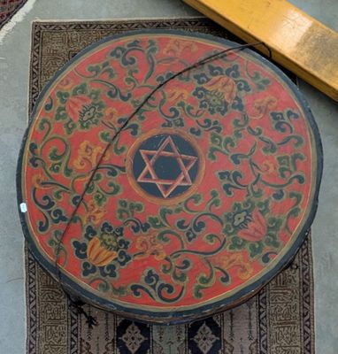 a small table with a star of david on it