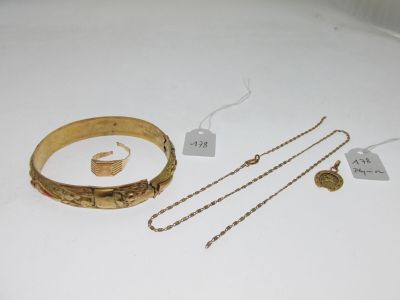 chevalière TDD 55 1 bracelet rigide D:6cm or 750°/°°, boss… - Photo 1