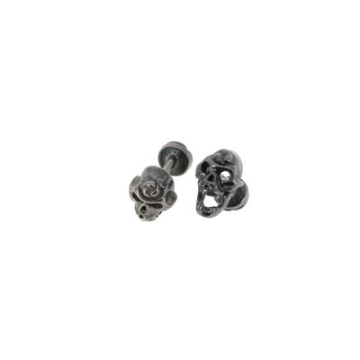 NIRWANA Boutons de manchette "Black Skull" en argent - PVD.