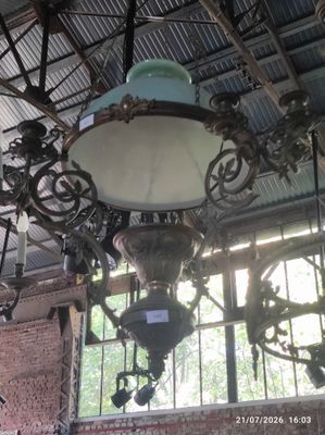 a light that is hanging from the ceiling in a building