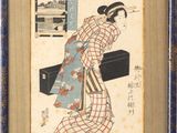 une image représentant un tableau où l'on voit une femme portant une valise