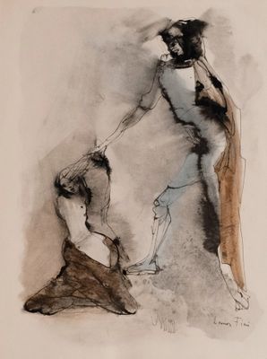 drawing of a man and a woman standing next to each other