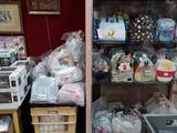 a display case with many items in it in a store