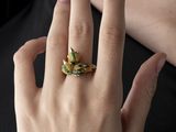 quelqu'un porte une bague sur laquelle est représenté un oiseau