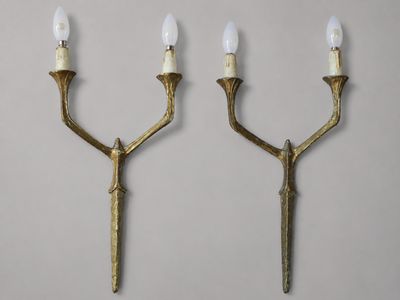 paire d'appliques murales anciennes en laiton