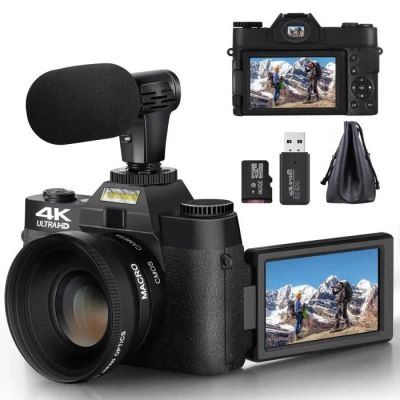 une image représentant un appareil photo numérique équipé d'un microphone