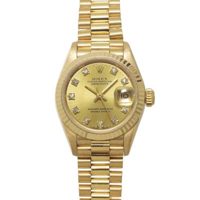 rolex lady ' s 18k yellow gold diamond watch
