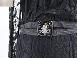 an image of a black lace dress with a belt on a mannequin mannequin mannequin mannequin mannequin mannequin manne