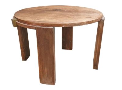 an image of a wooden table with two legs and a round table top
