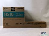 a box with a black and blue label on it next to a brown box with a black and blue label