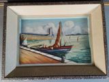 a picture of a painting of a sailboat on the water