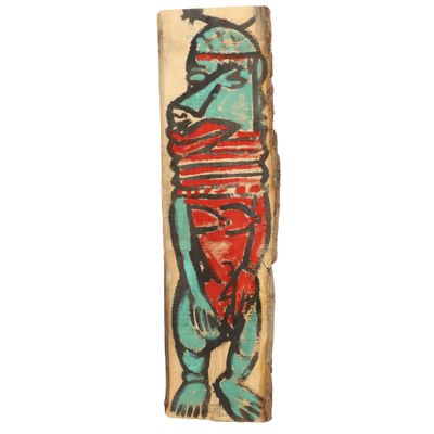 an image of a piece of wood with a painting on it