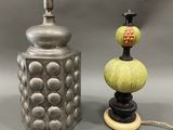 pair of art deco table lamps in the form of urns and lampshads