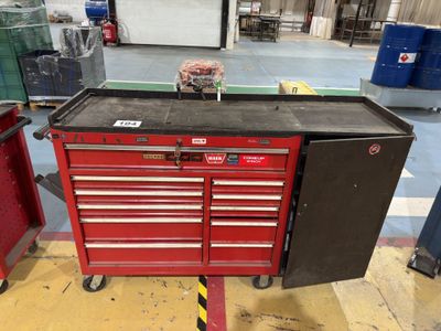 an image of a red tool cabinet in a warehouse
