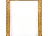 an old gold frame with a white background