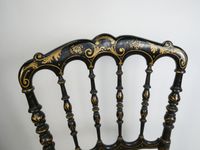Chaise de musique en bois noirci et dorure, garnie de tapiss… (photo 2)